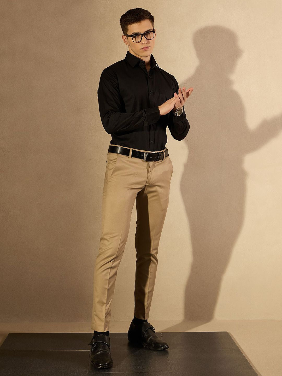 DENNISON Men Smart Slim Fit Solid Spread Collar Cotton Formal Shirt