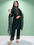Vishudh Women Embroidered Regular Kurta with Trousers & With Dupatta