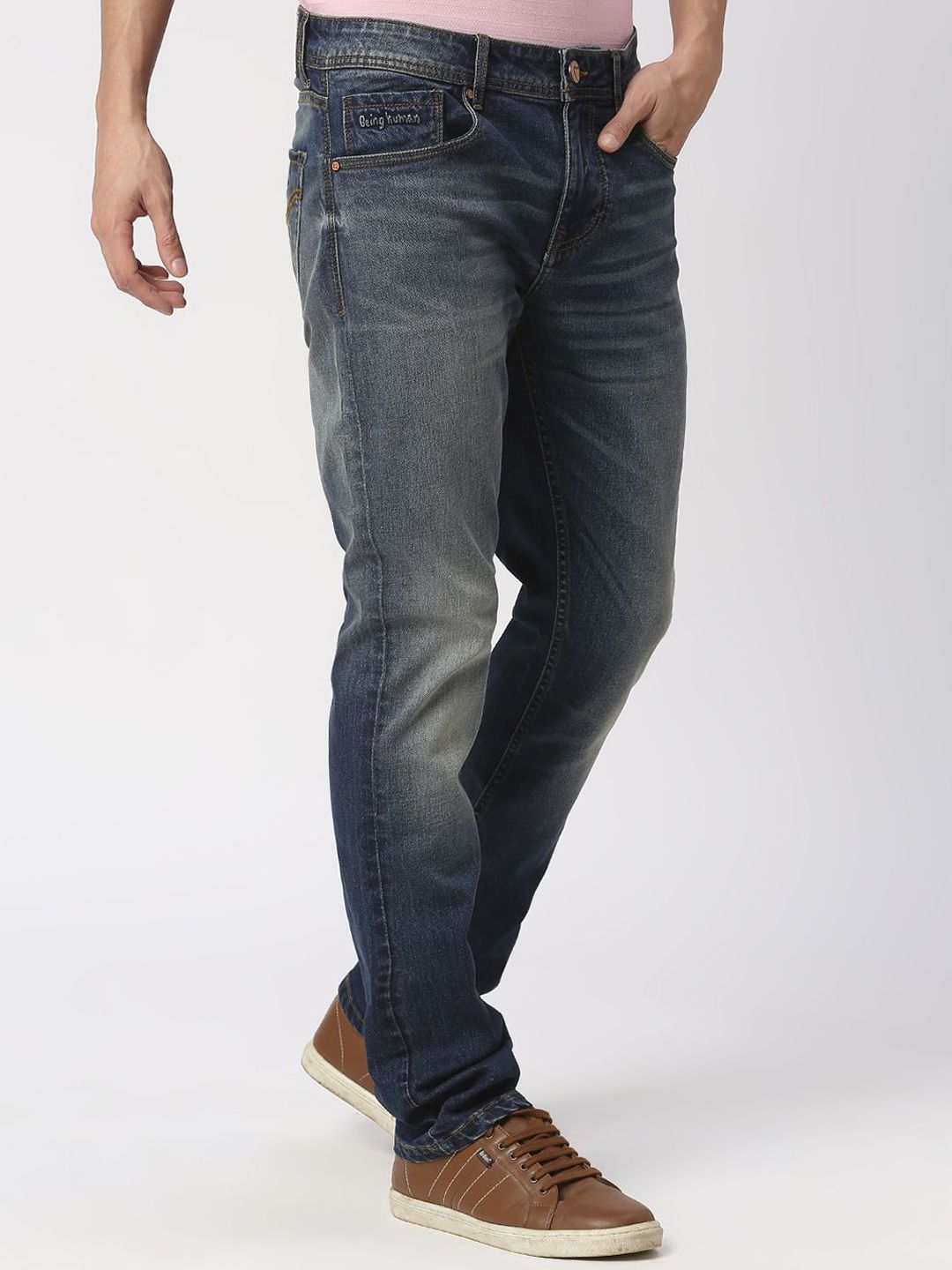 Being Human Men Slim Fit Clean Look Light Fade Jeans