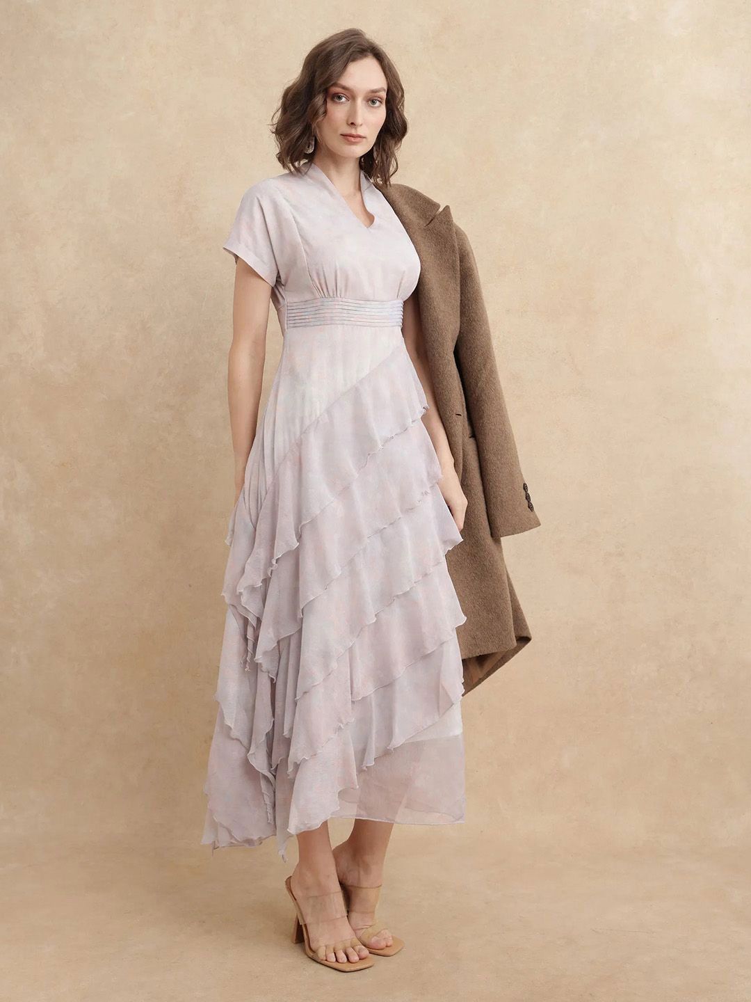 RAREISM Print A-Line Midi Dress