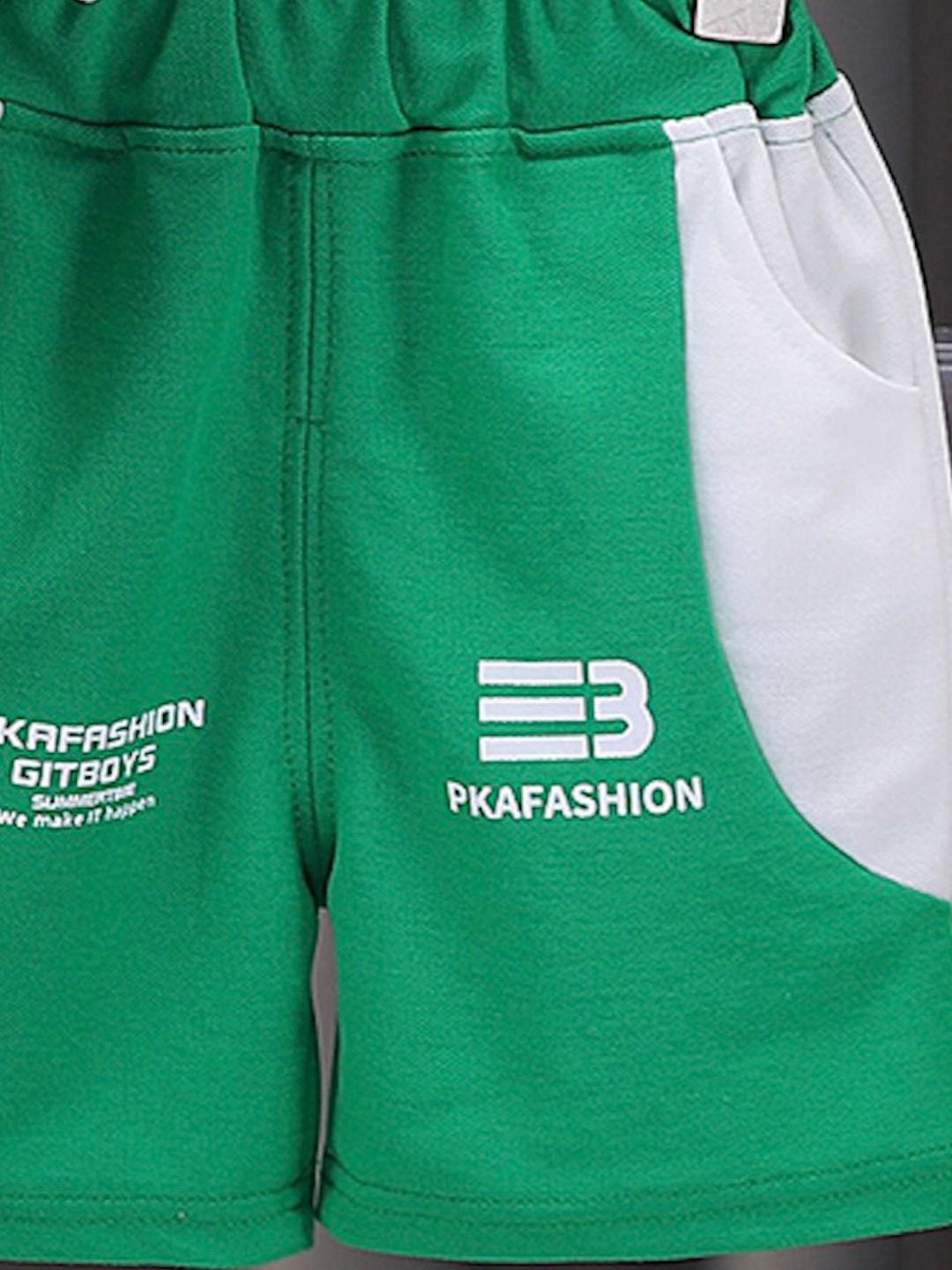 YK Printed Shirt-Collar T-Shirt With Shorts Clothing Set