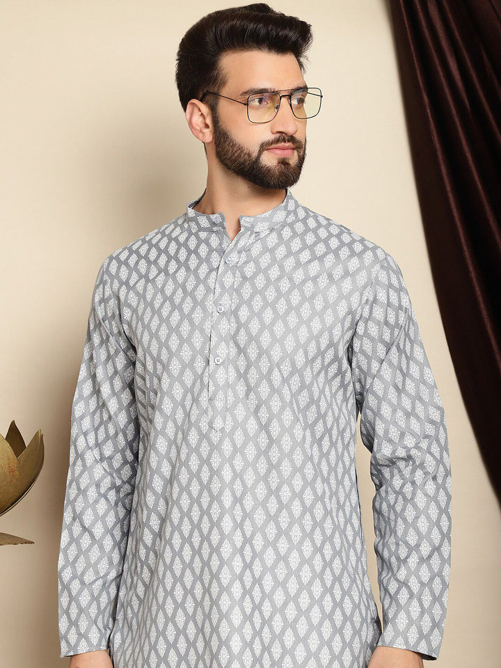 Anouk Ethnic Motifs Printed Cotton Linen Straight Kurta