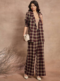 SASSAFRAS Checked Pure Cotton Comfort-Fit Double-Breasted Blazer