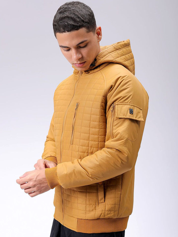 The Indian Garage Co Men Hooded Slim Fit Bomber Jacket