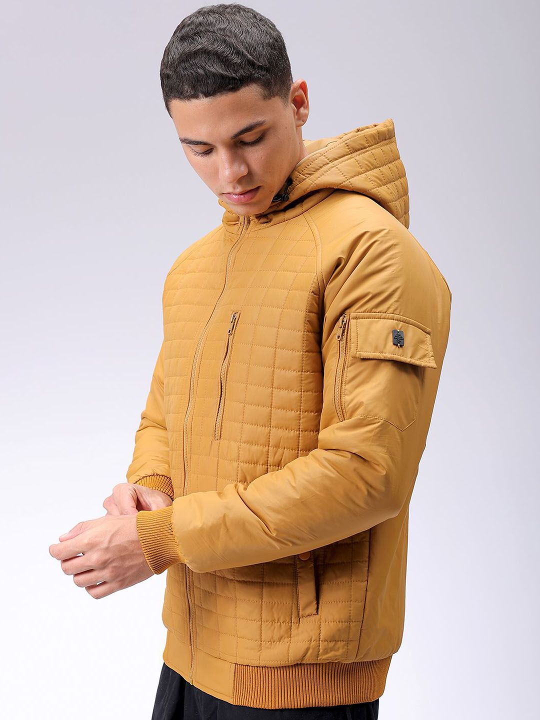 The Indian Garage Co Men Hooded Slim Fit Bomber Jacket