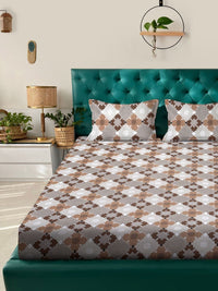 Myntra Elegant Homes Coklat & Kelabu Kapas Bunga 400 TC Set Cadar King 2.50 m x 2.25 m