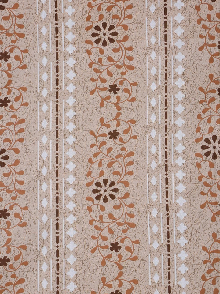 KLOTTHE Beige & Orange Floral Printed 400 TC Cotton King Bedsheet Set 2.50 m x 2.25 m