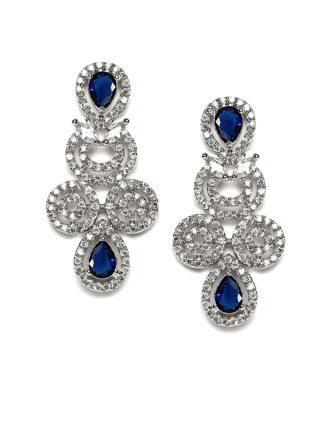 KARATCART Silver-Plated CZ-Studded Beaded Jewellery Set