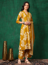 KALINI Floral Printed A-Line Kurta with Palazzos & With Dupatta