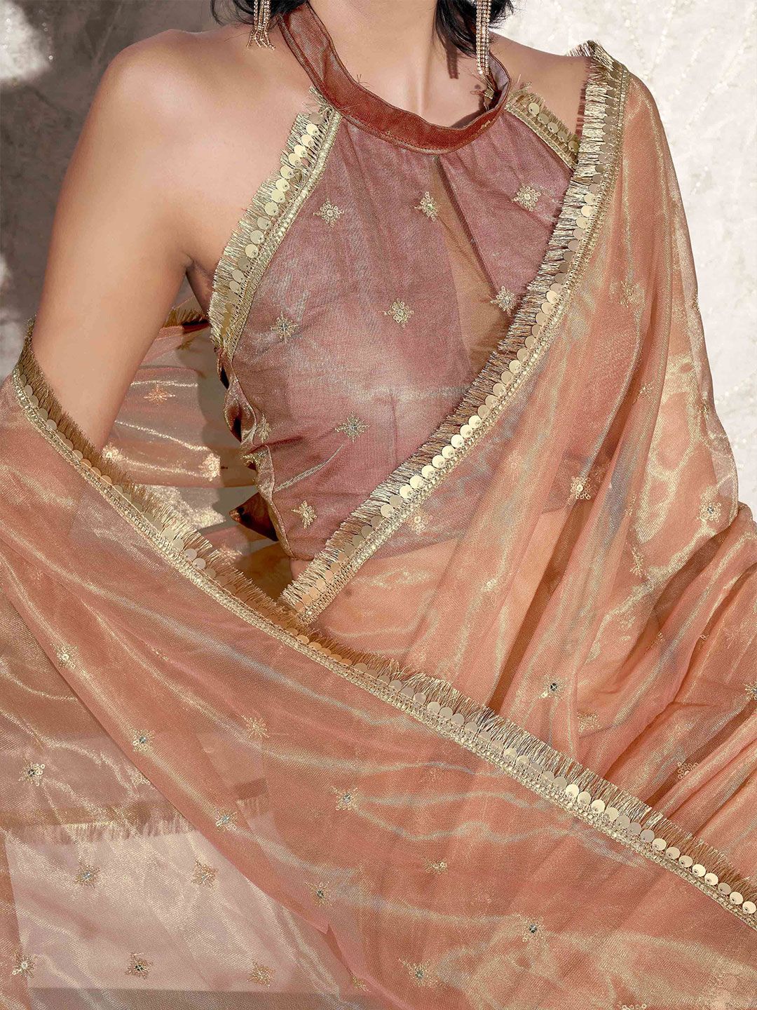 Tikhi Imli Ethnic Motifs Sequinned Net Saree