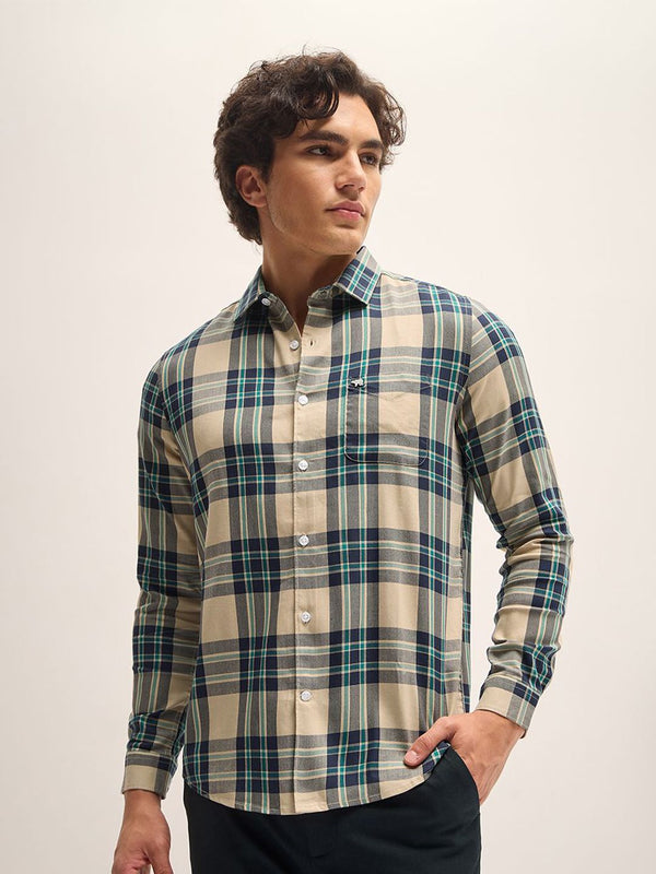 Lelaki Bear House Slim sesuai tartan memeriksa baju kasual
