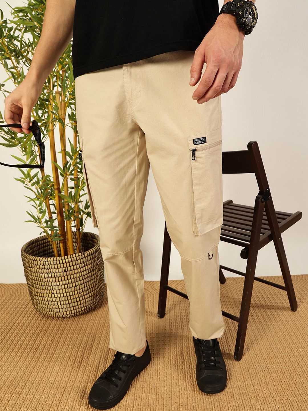 Thomas Scott Men Smart Cricket Club Collection Easy Wash Cargo Trousers