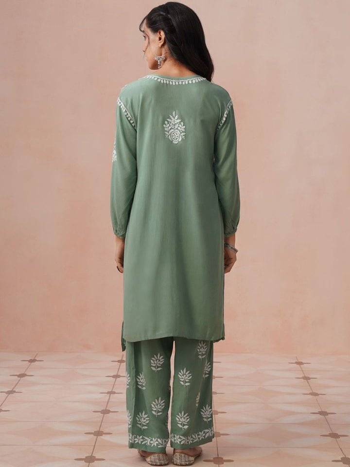House of Chikankari Women Regular Chikankari Kurta with Trousers