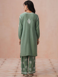 House of Chikankari Women Regular Chikankari Kurta with Trousers