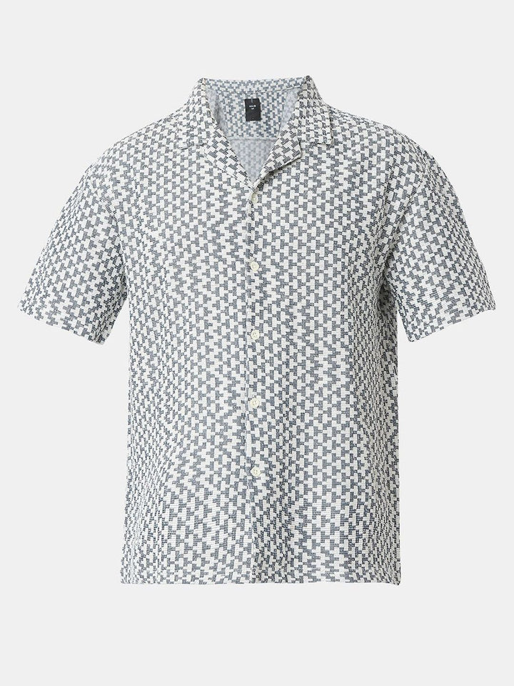 SPYKAR Men Relaxed Fit Cuban Collar Geometric Printed Cotton Casual Shirt