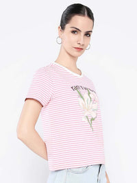 Rareism Wanita Grafik T-Shirt Leher Pusingan Dicetak