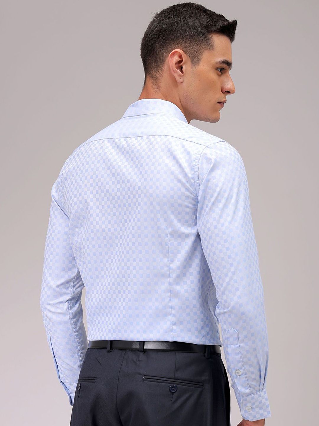 The Indian Garage Co. X Luxe Men Cutaway Collar Checked Slim Fit Formal Shirt
