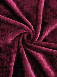 KLOTTHE Maroon Abstract 300TC Woollen Single Bedsheet & 1 Pillow Cover