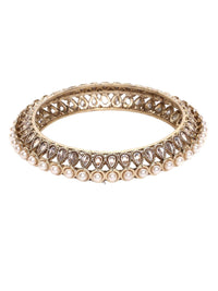 PANASH  Set Of 2 Gold-Plated American Diamond-Studded & Beaded Bangles