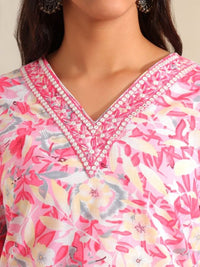 Mamicha Women Floral Printed Regular Pure Cotton Kurta with Trousers & With Dupatta