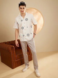 DENNISON Men Embroidered Oversized Casual Shirt