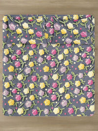 KLOTTHE Grey Floral 300TC King Superfine 7D Cadar & 2 Sarung Bantal-2.50mx2.25m