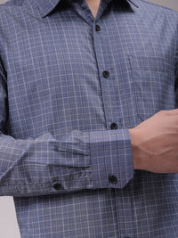 The Indian Garage Co. X Luxe Men Cutaway Collar Checked Slim Fit Formal Shirt