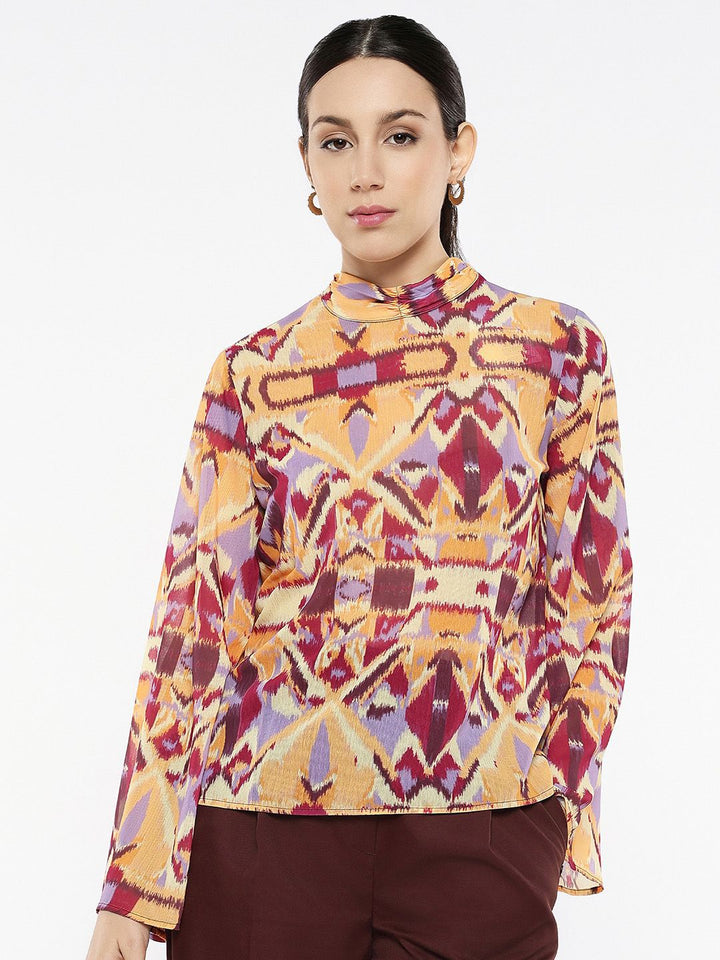 Rareism Print Cotton Lengan Berkelip Berat Kembali