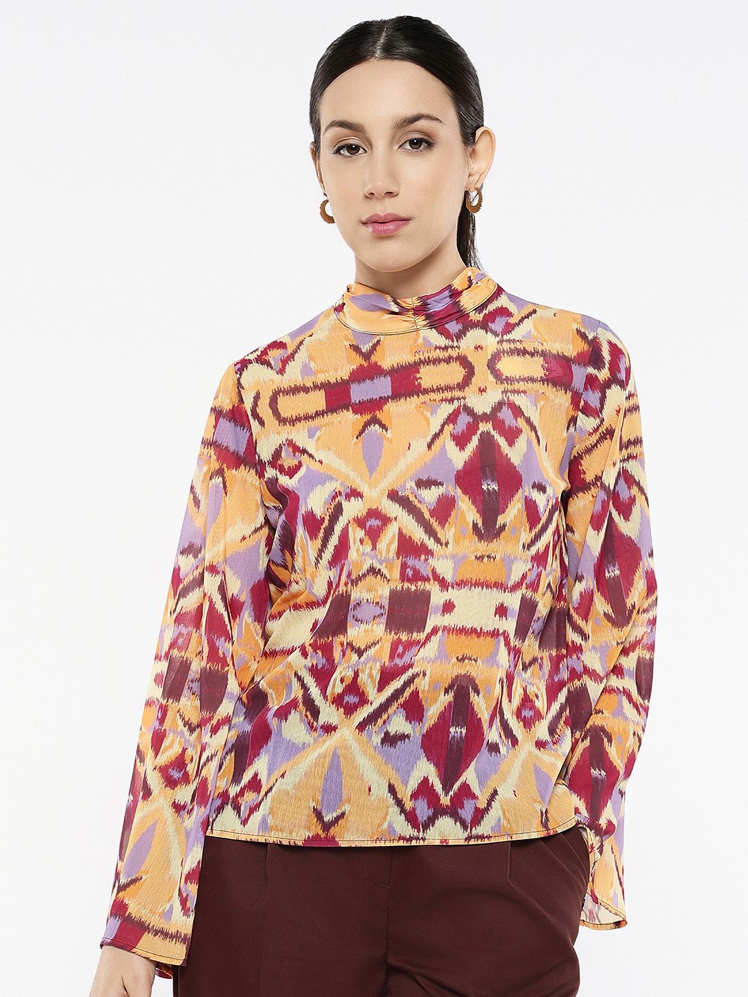 Rareism Print Cotton Lengan Berkelip Berat Kembali
