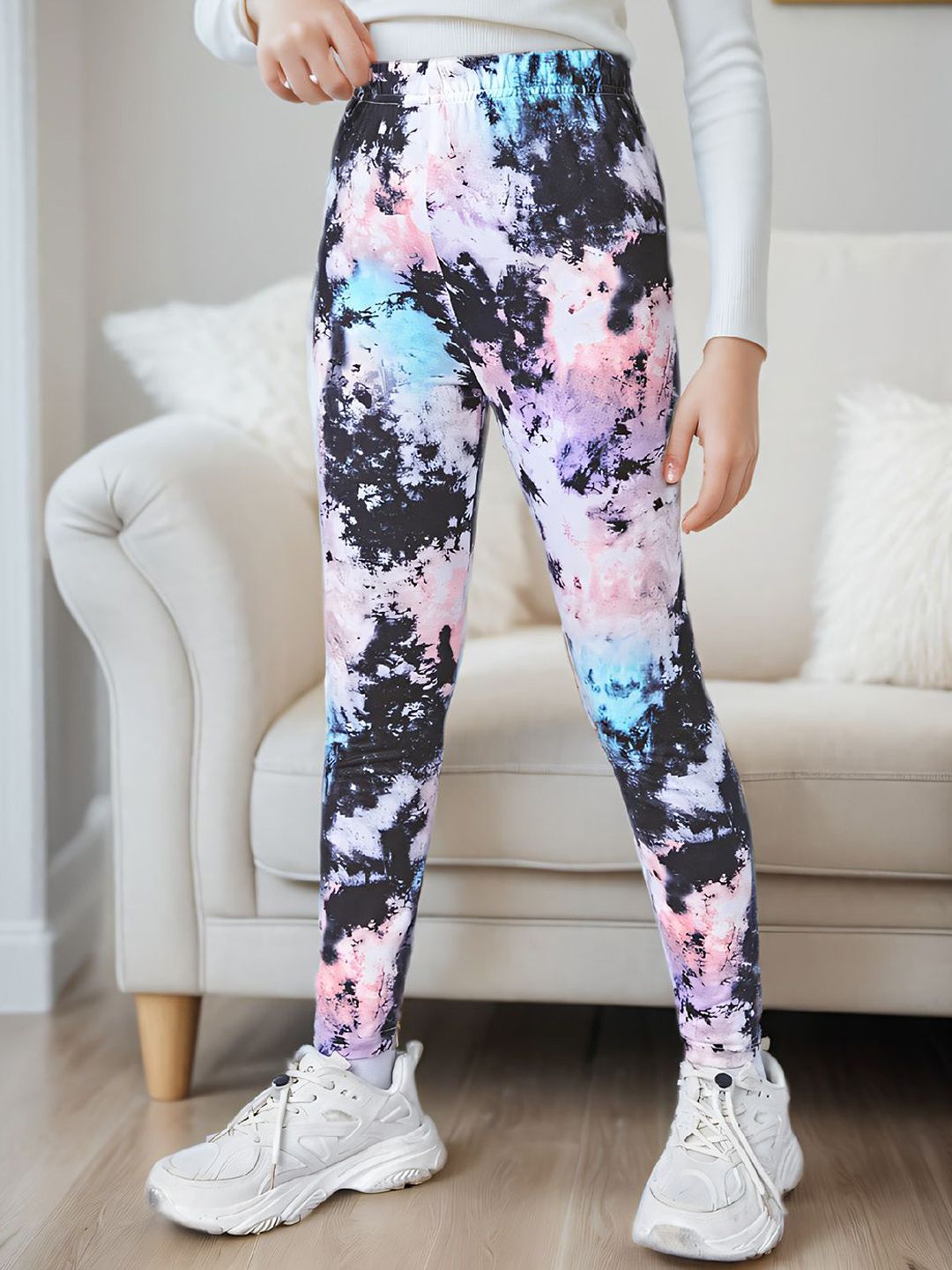 YK Girls Printed Pure Cotton Ankle Length Leggings
