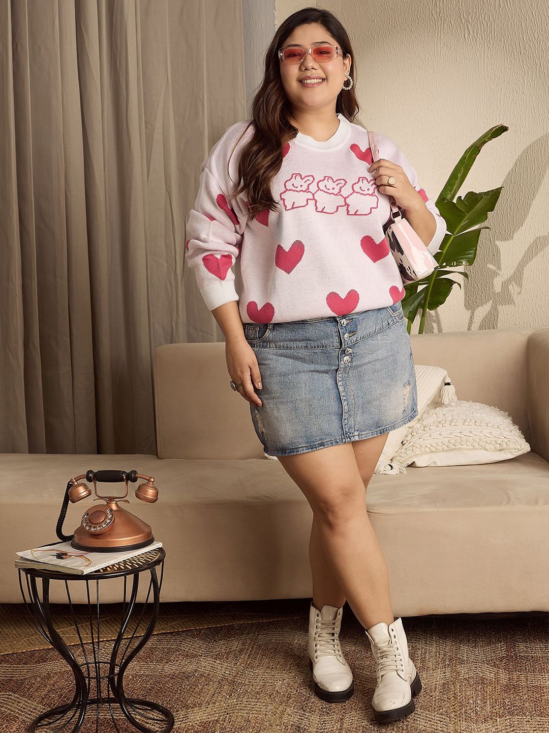 Berrylush Curve Women Conversational Printed Pullover Sweater