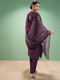 Vishudh Women Ethnic Motifs Embroidered Regular Thread Work Kurta with Trousers & With Dupatta