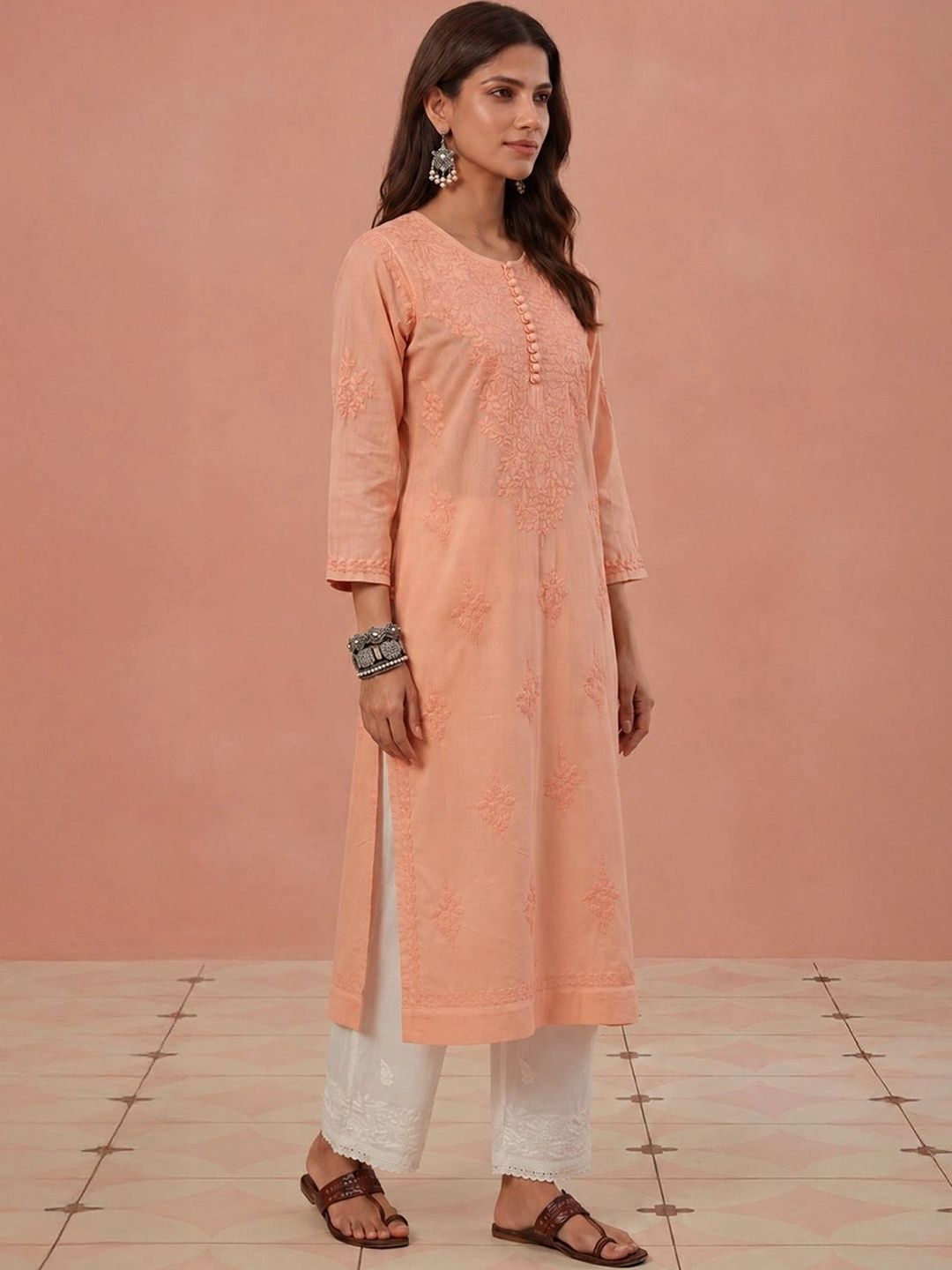 House of Chikankari Women Ethnic Motifs Embroidered Chikankari Kurta