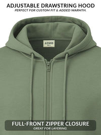 ADRO Men Long Sleeves Front-Open Hooded Sweatshirt