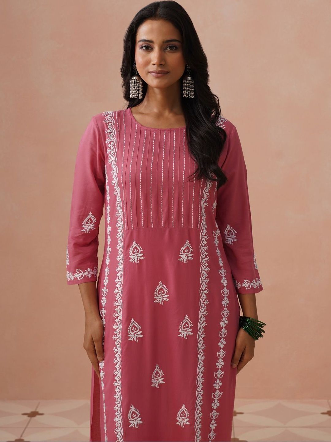 House of Chikankari Women Ethnic Motifs Embroidered Thread Work Kurta