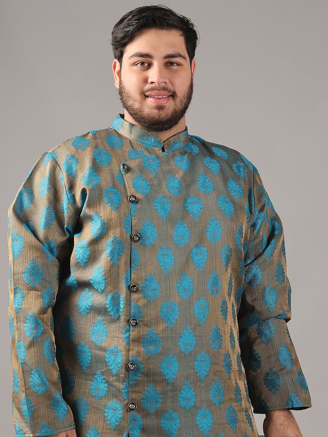 SOJANYA PLUS Plus Size Men Ethnic Motifs Woven Design Straight Kurta With Pyjamas