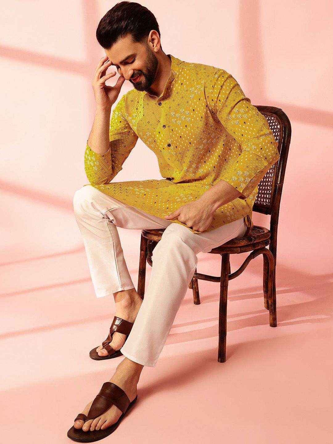 Anouk Men Bandhani Printed Regular Kurta with Pyjamas
