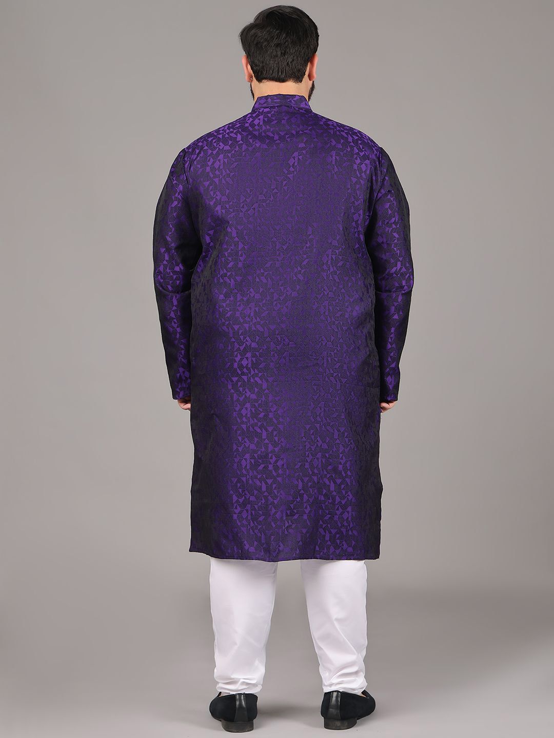 SOJANYA PLUS Plus Size Lelaki Rekaan Tenun Geometrik Kurta Lurus Dengan Piyama