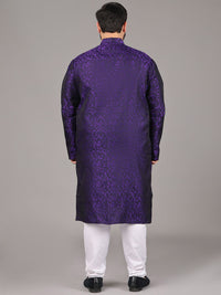 SOJANYA PLUS Plus Size Lelaki Rekaan Tenun Geometrik Kurta Lurus Dengan Piyama