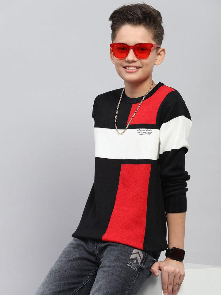 Monte Carlo Boys Cotton Casual Colourblocked Pullover