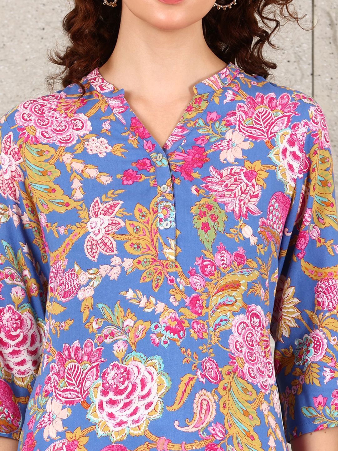 W Women Floral Printed Flared Sleeves Sequinned Kurta