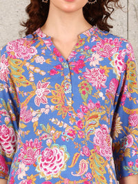 W Women Floral Printed Flared Sleeves Sequinned Kurta