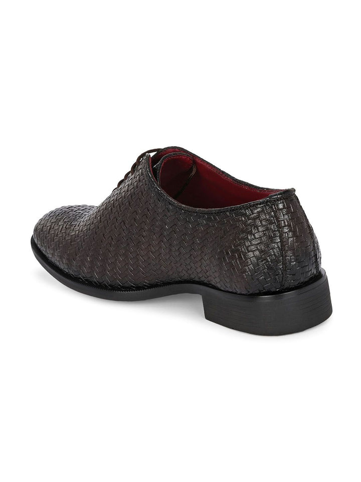 House of Pataudi Men Comfort Fit Textured Formal Derbys Shoes
