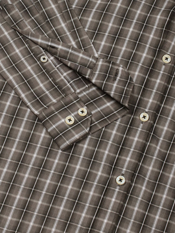 Thomas Scott Men Smart Button-Down Collar Tartan Checked Cotton Formal Shirt