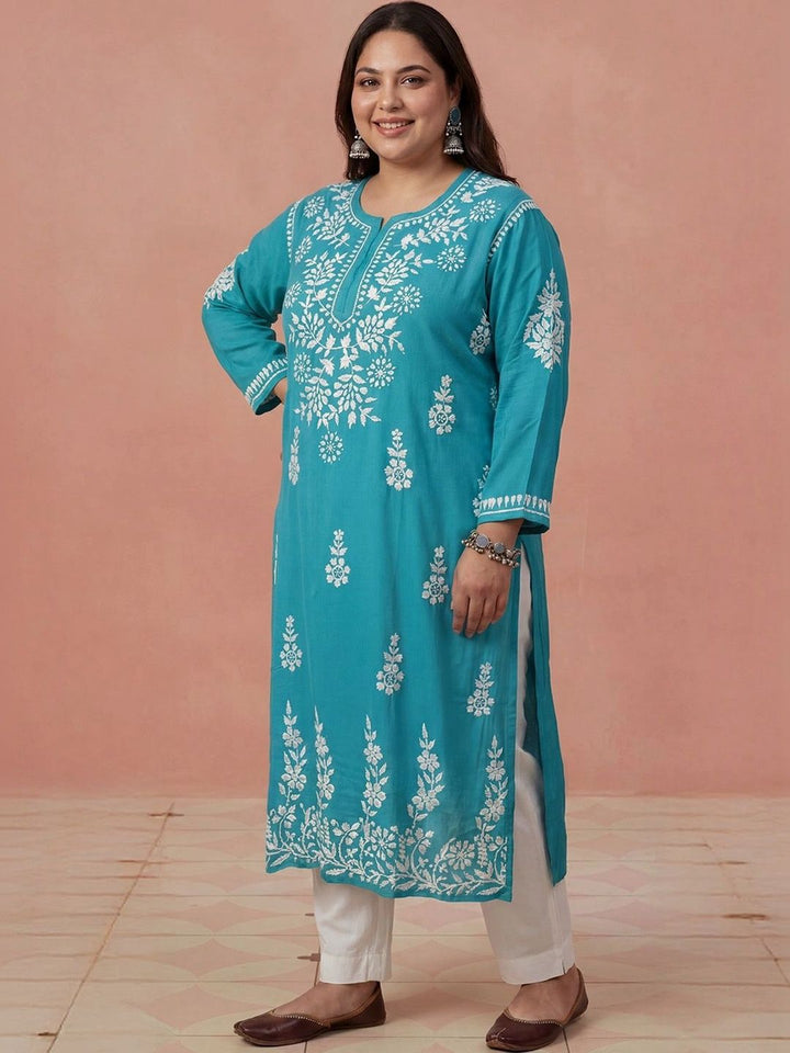 Rumah Wanita Chikankari Kurta Chikankari Sulaman Bunga
