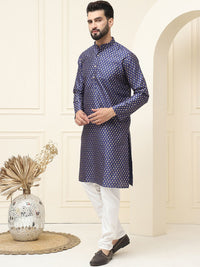 SOJANYA Ethnic Motifs Printed Cotton Silk Regular Kurta With Pyjama
