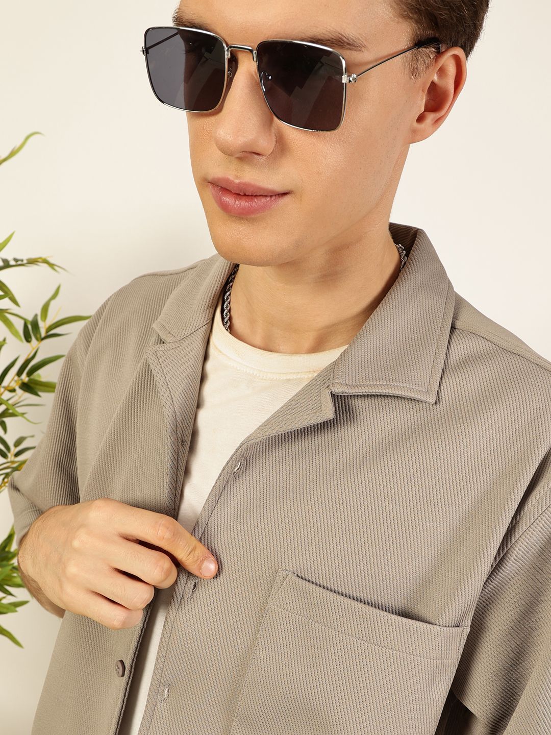Thomas Scott Men Premium Cuban Collar Textured Casual Shirt