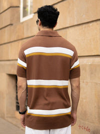 Powerlook SS25 Striped Polo Collar Polo Collar Pure Cotton T-Shirt