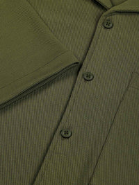 Thomas Scott Men Premium Cuban Collar Textured Cotton Casual Shirt