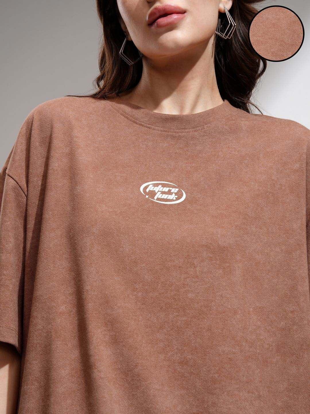 Street By Tokyo Talkies Women Solid Round Neck Oversized T-shirt